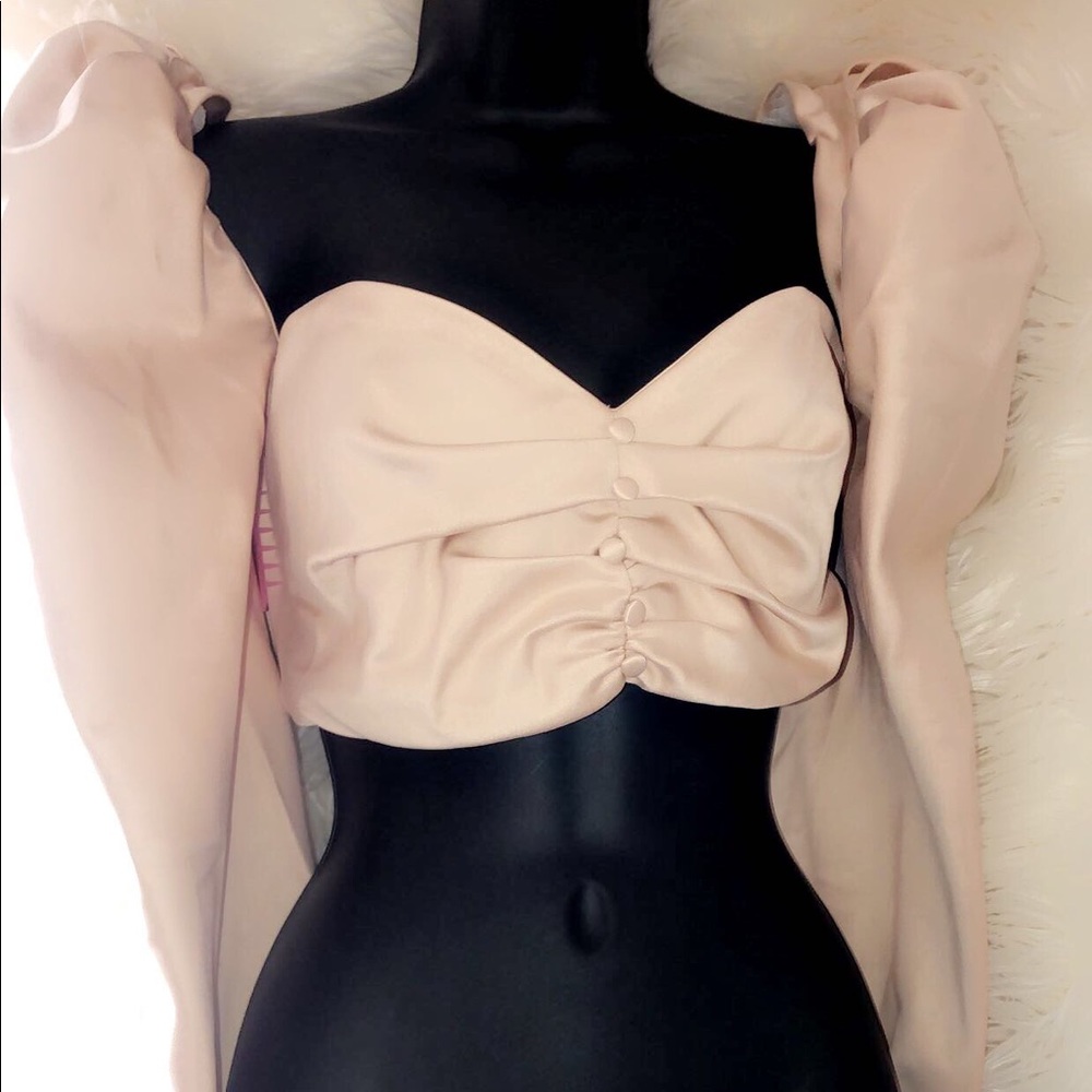 Fashion Nova long sleeve satin crop top